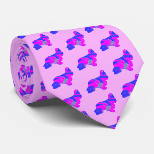 Cocker Spaniel Dog PinkBlue Silouette Pink Neck Krawatte