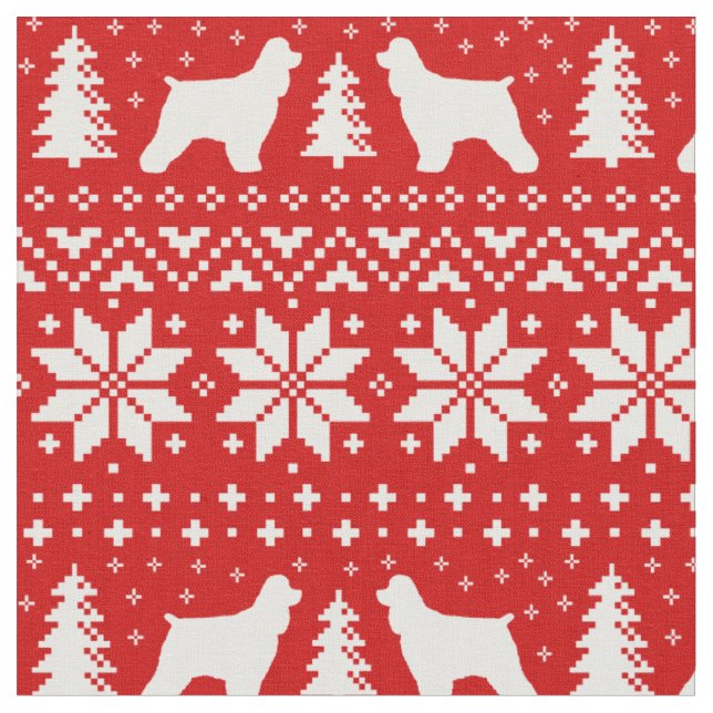 Cocker Spaniel Dog Silhouetten Weihnachtsfeiertag Stoff (Nahaufnahme)