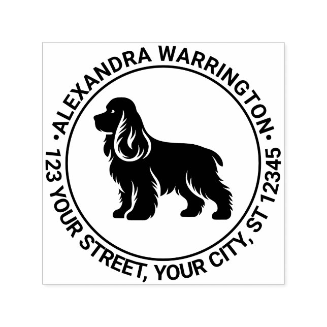 Cocker Spaniel Dog Stehend Sil Name Ret Adresse Permastempel (Design)