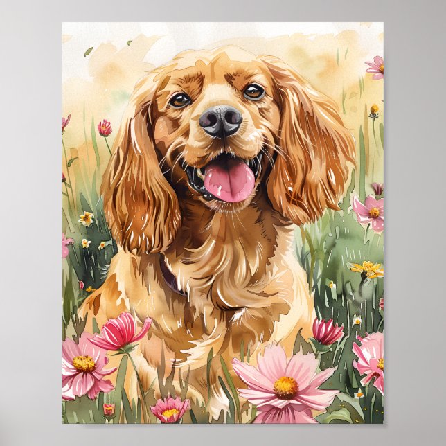 Cocker Spaniel Dog Wall Art Imprimer Poster Cadeau (Devant)