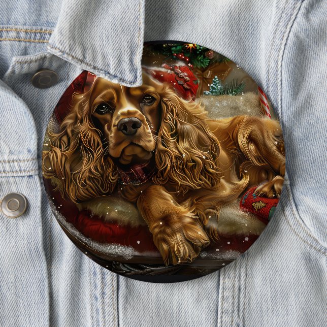 Cocker Spaniel Dog Weihnachtsfest Button (Beispiel)