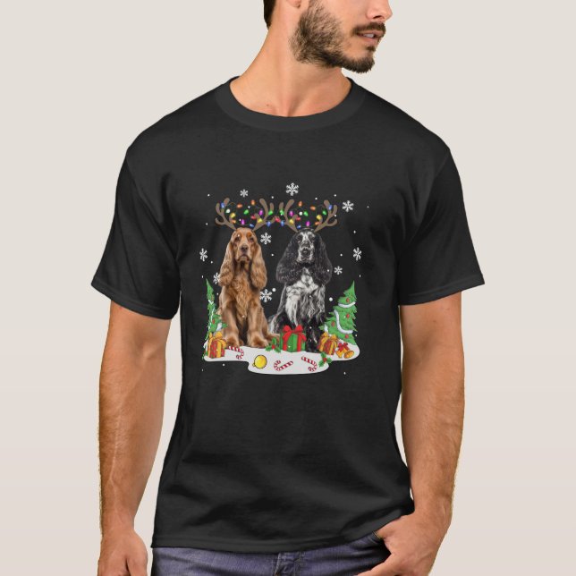 Cocker Spaniel Dog Weihnachtslicht Xmas Cocker Sp T-Shirt (Vorderseite)
