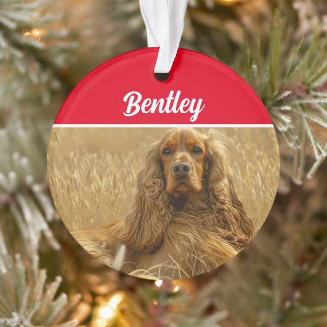 Cocker Spaniel Dog with Name and Photo Christmas (Arbre)