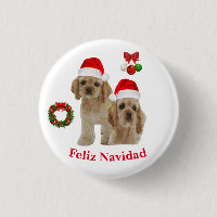 Cocker spaniel Feliz Navidad Button