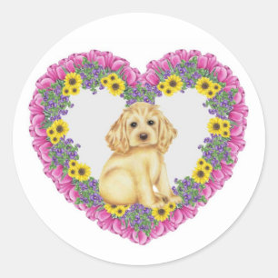 Cocker Spaniel Floral Runder Aufkleber