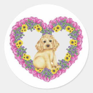 Cocker Spaniel Floral Runder Aufkleber
