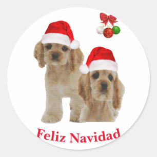 Cocker Spaniel Frohe Weihnachten  Runder Aufkleber
