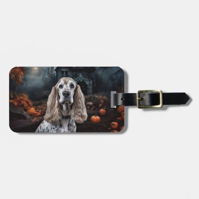 Cocker Spaniel Halloween Beängstigend Gepäckanhänger (Vorderseite horizontal)