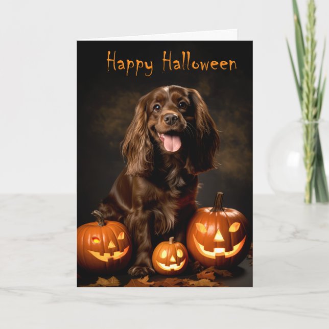 Cocker Spaniel Halloween Karte (Vorderseite)