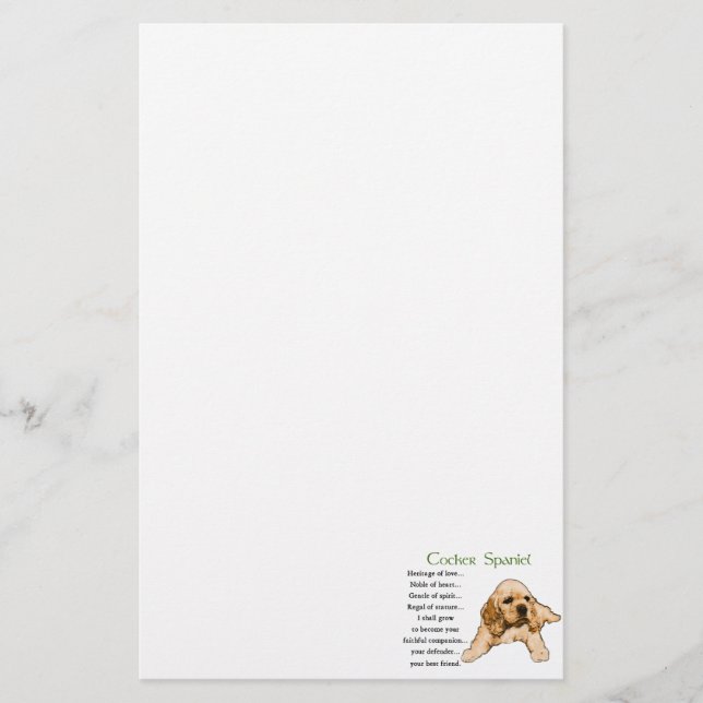 Cocker Spaniel Heritage of Liebe Briefpapier (Vorderseite)