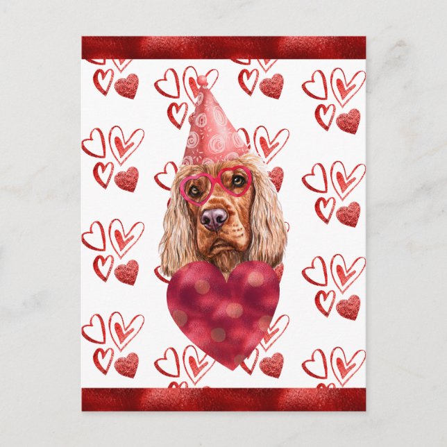 Cocker Spaniel Herz Hund Lover Valentine Geschenk Postkarte (Vorderseite)