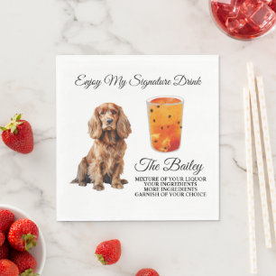 Cocker Spaniel Hochzeitssignature-Getränk Serviette