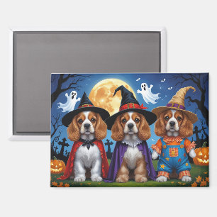 Cocker Spaniel Hogs Pumpkin Halloween Funny Magnet