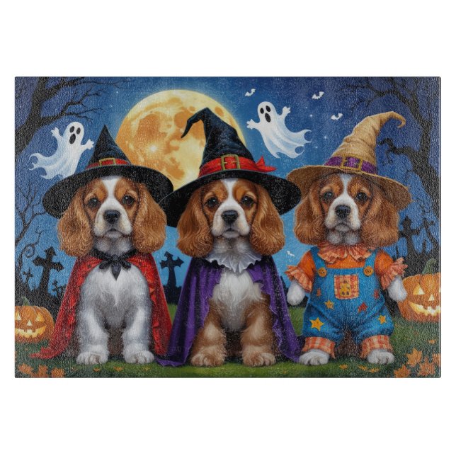 Cocker Spaniel Hogs Pumpkin Halloween Funny Schneidebrett (Vorderseite)