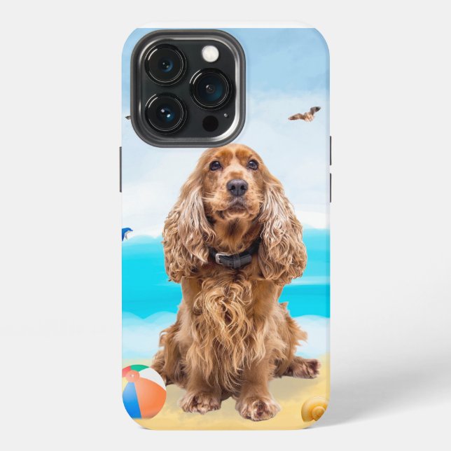 Cocker Spaniel Hund am Strand iPhone 13 Pro Hülle (Hinten)