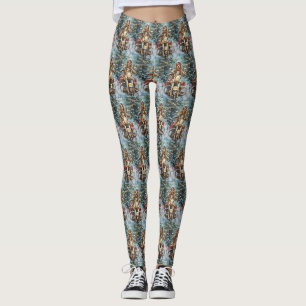 Cocker Spaniel Hund fährt Motorrad Weihnachten Leggings