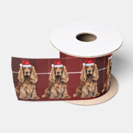 Cocker Spaniel Hund Feiertags Karo Lustiges Weihna Satinband