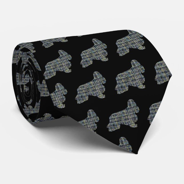 Cocker Spaniel Hund Gelb- und Schwarz-Grid-Krawatt Krawatte (Gerollt)