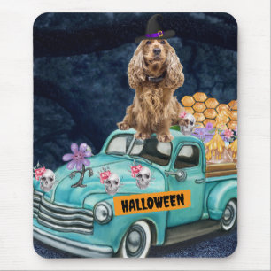 Cocker Spaniel Hund Halloween LKW Beängstigende Na Mousepad