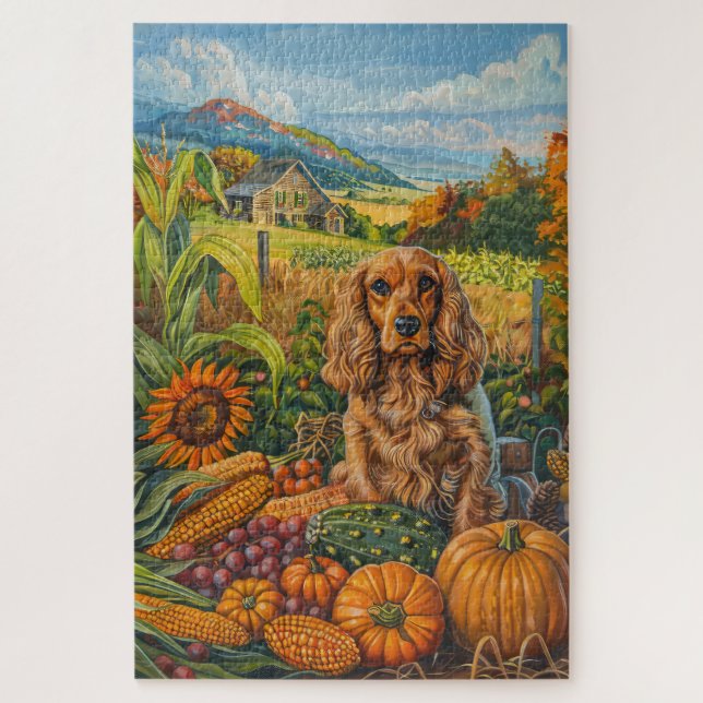 Cocker Spaniel Hund Herbsternte Erntedank (Vertikal)