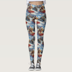 Cocker Spaniel Hund im Schlitten Lass es schneien Leggings