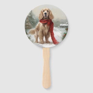 Cocker Spaniel Hund im Schnee Weihnachten Fächer