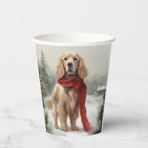 Cocker Spaniel Hund im Schnee Weihnachten Pappbecher