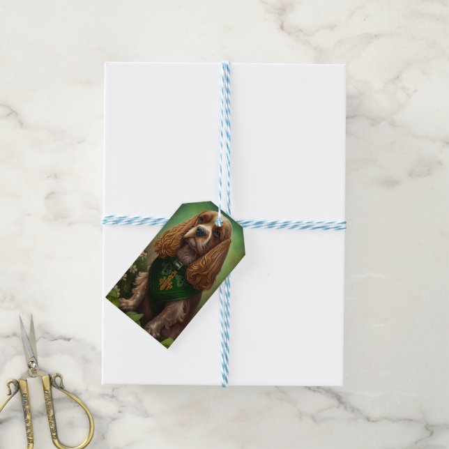 Cocker Spaniel Hund in St. Patrick's Day Dress Geschenkanhänger (Mit Garn)