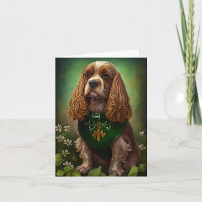 Cocker Spaniel Hund in St. Patrick's Day Dress Karte (Vorderseite)