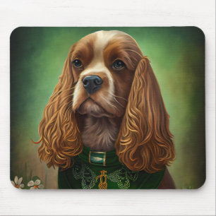 Cocker Spaniel Hund in St. Patrick's Day Dress Mousepad