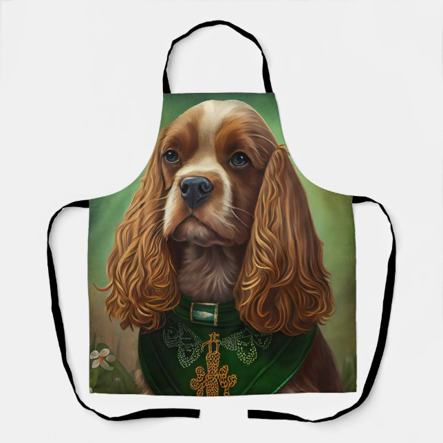 Cocker Spaniel Hund in St. Patrick's Day Dress Schürze (Vorderseite)