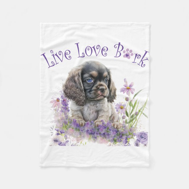 Cocker Spaniel Hund Mama Floral Fleecedecke (Vorderseite)