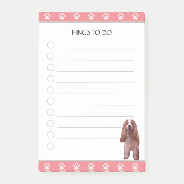 Cocker Spaniel Hund mit Pfotenmuster Dinge zu tun Post-it Klebezettel (Vorderseite)