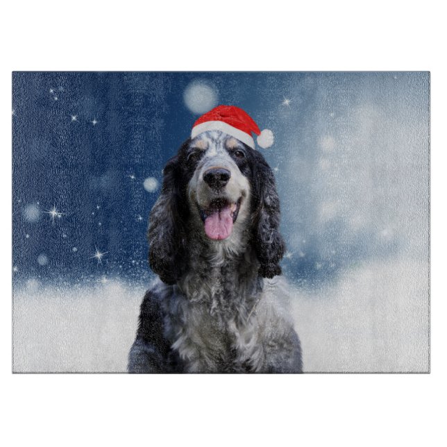 Cocker Spaniel Hund mit Weihnachts-Weihnachtsmannm Schneidebrett (Vorderseite)