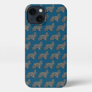 Cocker Spaniel Hund Niedliche Silhouette Grid Blue iPhone Hülle