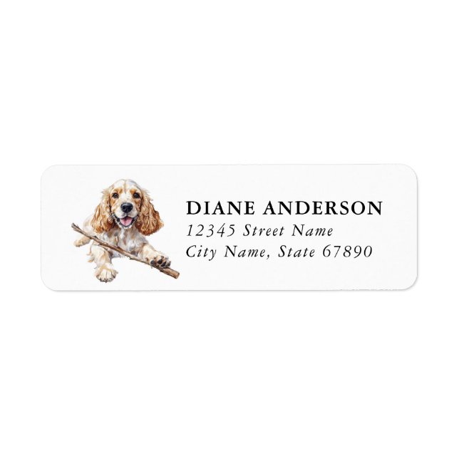 Cocker Spaniel Hund Rücksendeadressetiketten (Vorne)