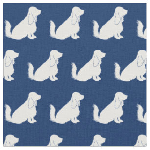Cocker Spaniel Hund Silhouette Haustier Navy Blau Stoff