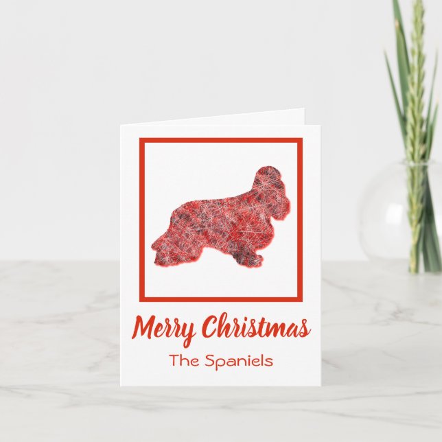 Cocker Spaniel Hund Silhouette Red Frohe Weihnacht Karte (Vorderseite)
