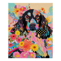 Cocker Spaniel Hund und Blume 005 - Schneider Juwe