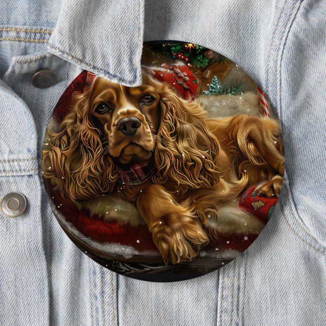 Cocker Spaniel Hund Weihnachtsfestlich Button (Beispiel)