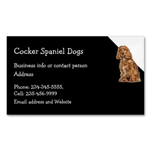 Cocker Spaniel Hund Züchter Haustier Sitter Magnetische Visitenkarte (Vorderseite)