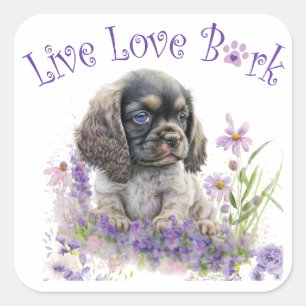 Cocker Spaniel Hunde-Mama Floral Quadratischer Aufkleber