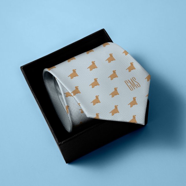 Cocker Spaniel Hunde Muster Mit Monogramm Krawatte (Von Creator hochgeladen)