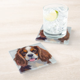 Cocker Spaniel | Hunde-Wasserfarben-Haustiermalere Glasuntersetzer