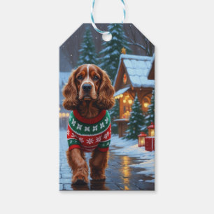 Cocker Spaniel Hunde Weihnachten Schnee Feiertag Geschenkanhänger