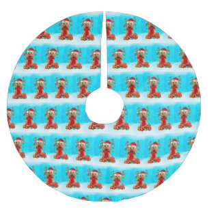 Cocker Spaniel im Schnee mit Weihnachtsgeschenken Polyester Weihnachtsbaumdecke