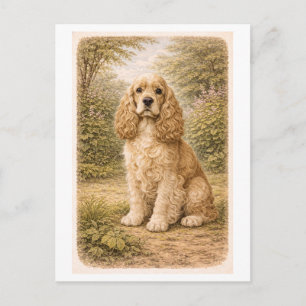 Cocker Spaniel im Vintage-Stil Postkarte