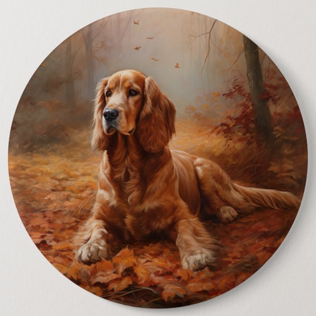 Cocker Spaniel in Herbstleaves Inspiriere Fall Button (Vorderseite)
