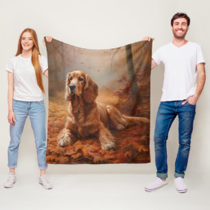 Cocker Spaniel in Herbstleaves Inspiriere Fall Fleecedecke