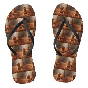 Cocker Spaniel in Herbstleaves Inspiriere Fall Flip Flops